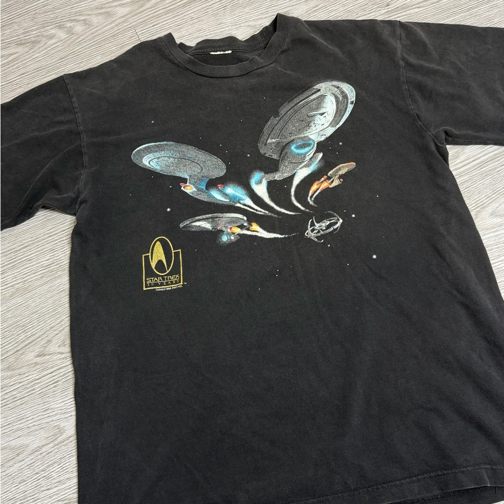 Vintage 1996 Star Trek 30th Anniversary Starship T-Shirt Sz Large Black
